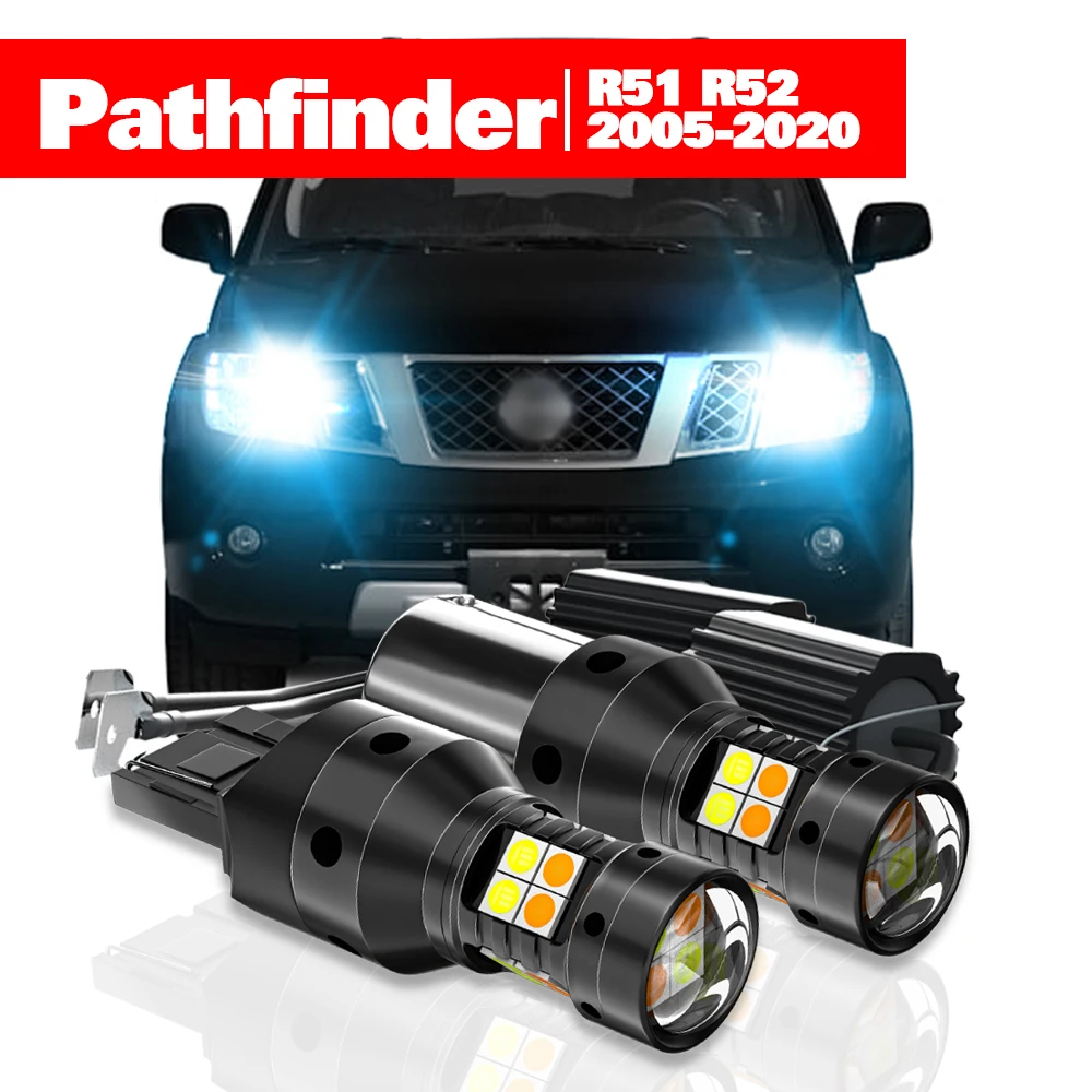 For Nissan Pathfinder R51 R52 2005-2020 2pcs LED Dual Mode Turn Signal+Daytime Running Light DRL 2012 2013 2014 2015 Accessories