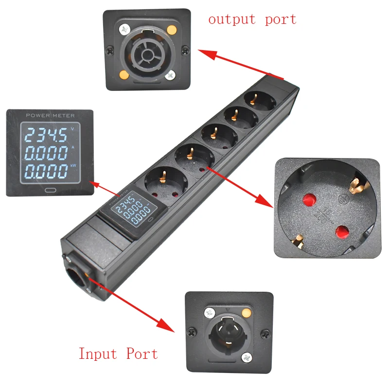 PDU power strip 3P aviation plug NAC3FX-W NAC3MPX port Schuko Powercon LED Large Screen Power Plug