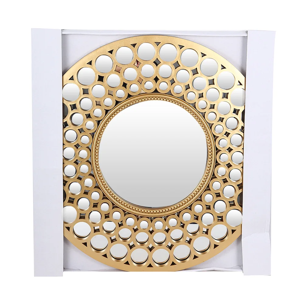 Gorgeous circular bathroom mirror, high and atmospheric wall hanging decoration, non perforated American creative mirror