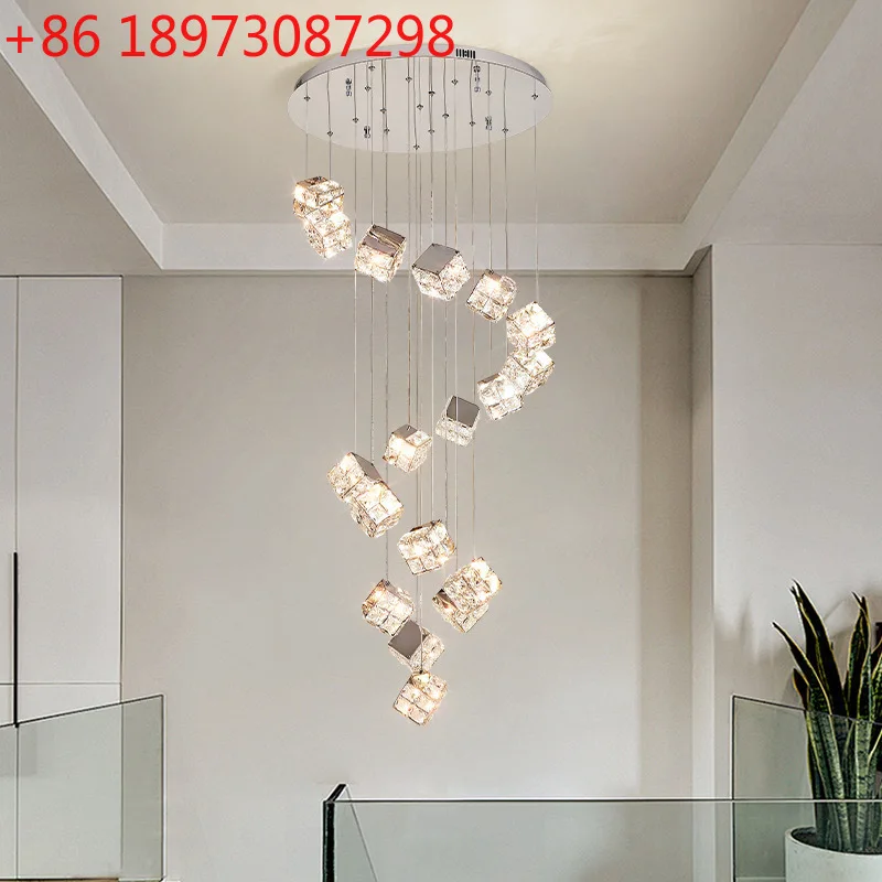 

Легкая роскошная хрустальная люстра для гостиной, современная простая лестничная люстра для защиты глаз