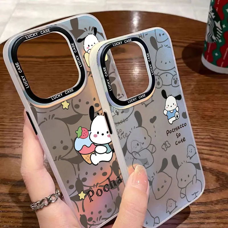 Cartoon Pochacco Hot Sanrios Funny Phone Case for OPPO Reno 5 6 7 7Z 8 8T 10 Pro Plus 4G 5G Matte Aurora Laser Cover image 4