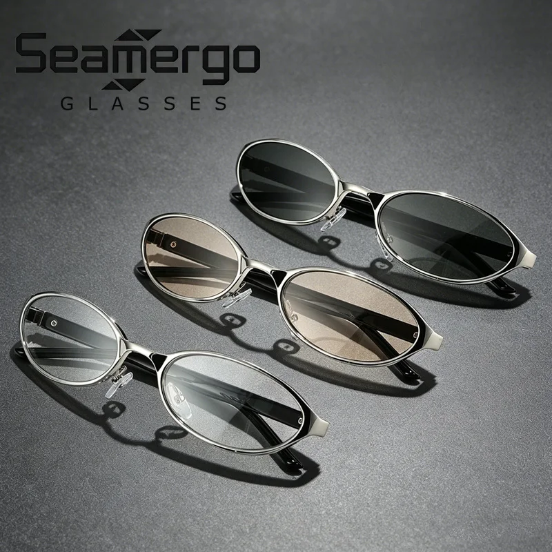 SEAMERGO Metal Small Frame Ultraviolet Protection Sunglasses Fashionable Trend Female Korean Version Fashion Wear Take Glasses