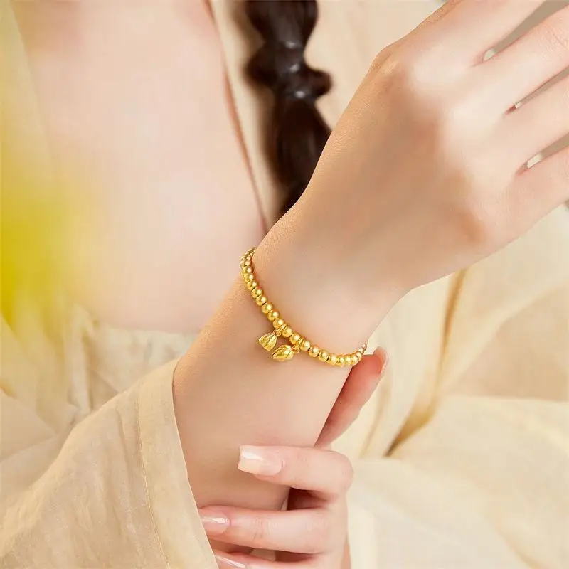 Metal Golden Bead Bracelet Stylish Bangles For Women Fashion Golden Chain Bracelets Daily Party Lucky Jewelry Accessories