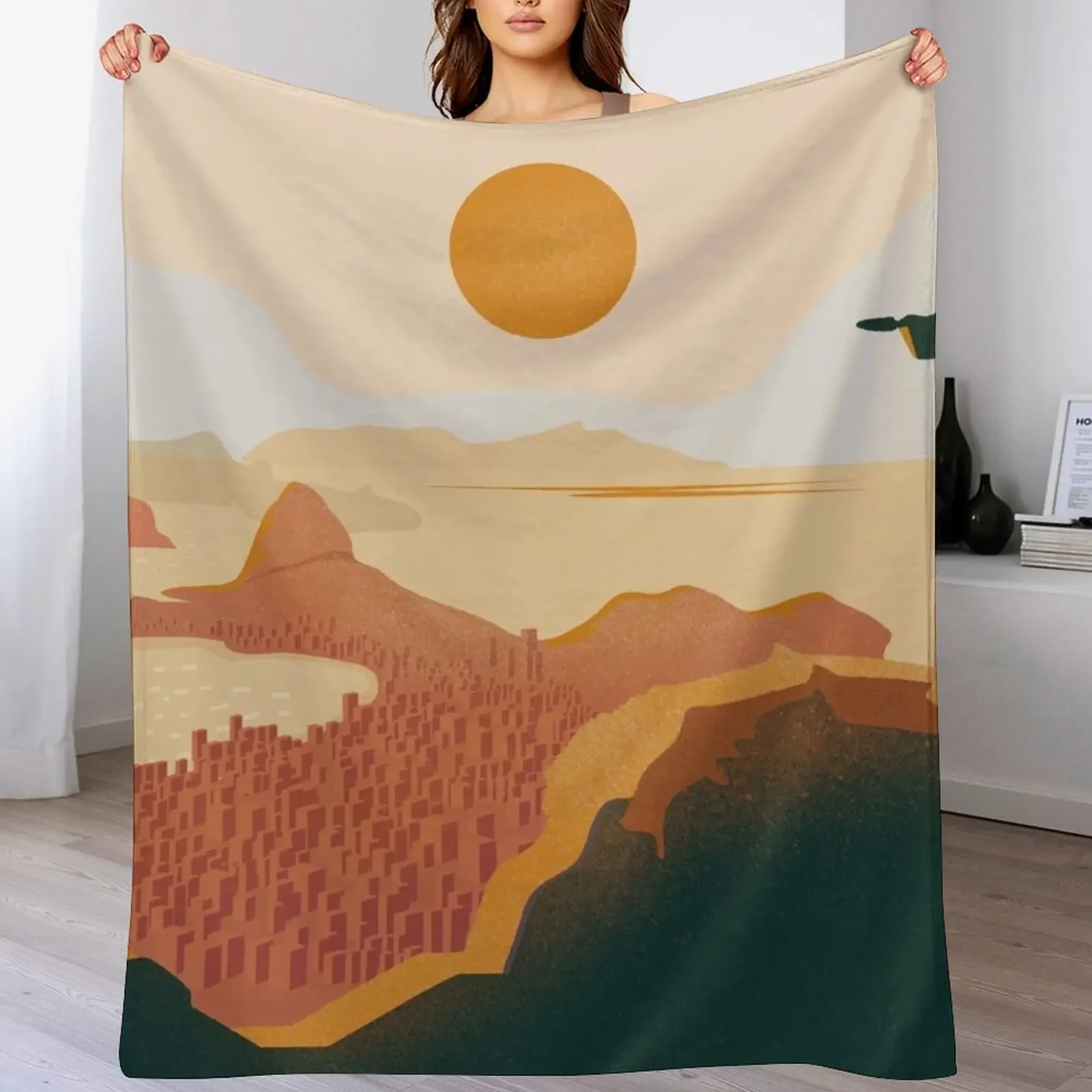 

Rio de janeiro vintage travel poster Throw Blanket Warm Comfortable Blanket for Office Napping