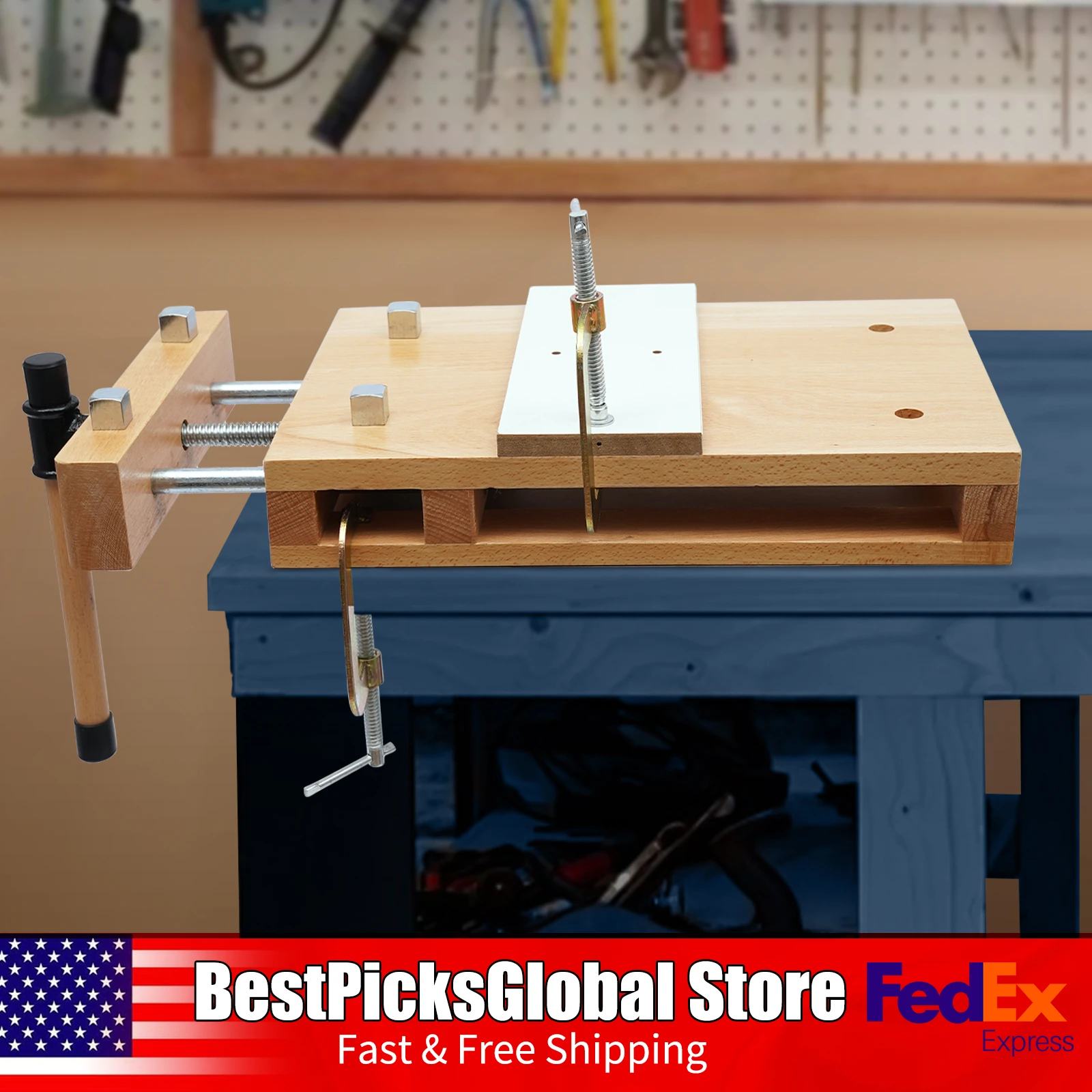 Wood Vise Workbench with G-shape Fixing Clips&Limit Blocks 7.87in Opening Desktop Carpentry Bench for Woodworking Studios