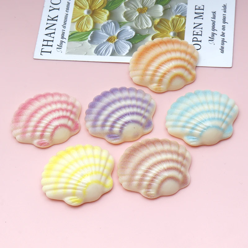 10/100pcs Resin Colorful Flower Shell Flat Back Cabochon Stone Scrapbooking Home Crafts DIY Dollhouse Jewelry Making Accessories