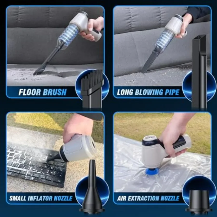 مكنسة كهربائية للسيارة 15000Pa محمولة لاسلكية قابلة لإعادة الشحن مكنسة كهربائية رطبة وجافة بقدرة 120 وات طاقة عالية لشعر الحيوانات الأليفة الداخلي للسيارة والمكتب المنزلي