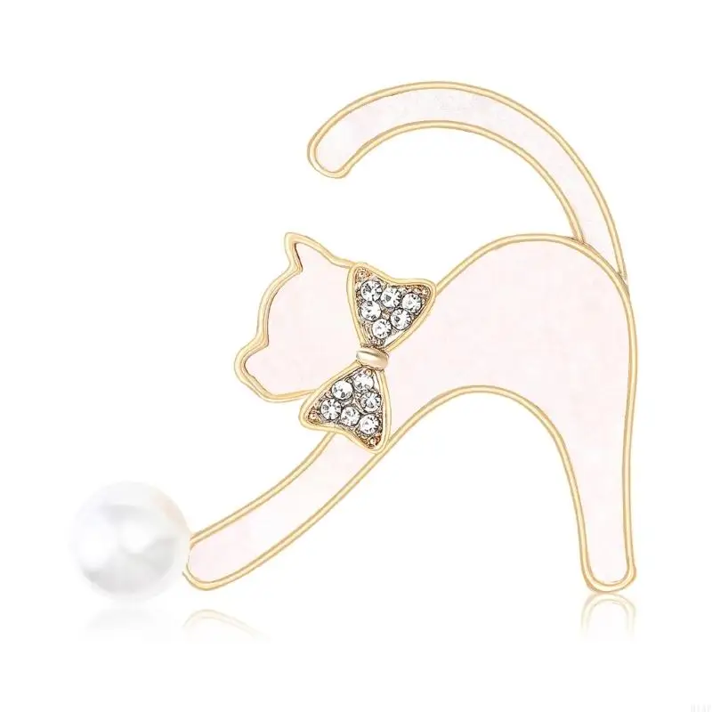 91AF Versatile Feline Jewelry Pin Made With Shell And Alloy Base Unique Badge Pin For Modern Wardrobe Styling