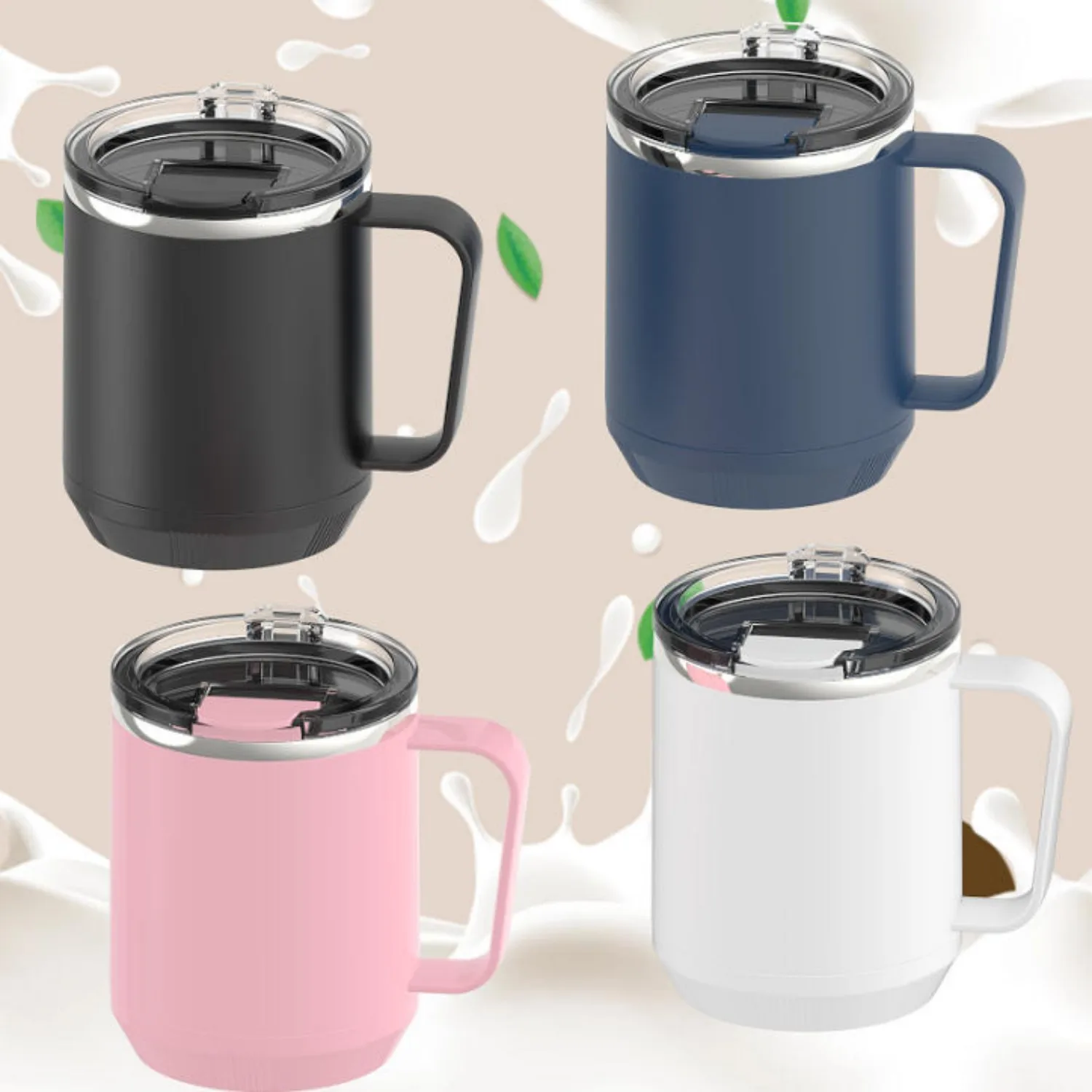 1pc Aesthetic Stainless Steel Mug with Lid, Luxury Premium Coffee Cup for Home Office School, Stylish Daily Drinkware