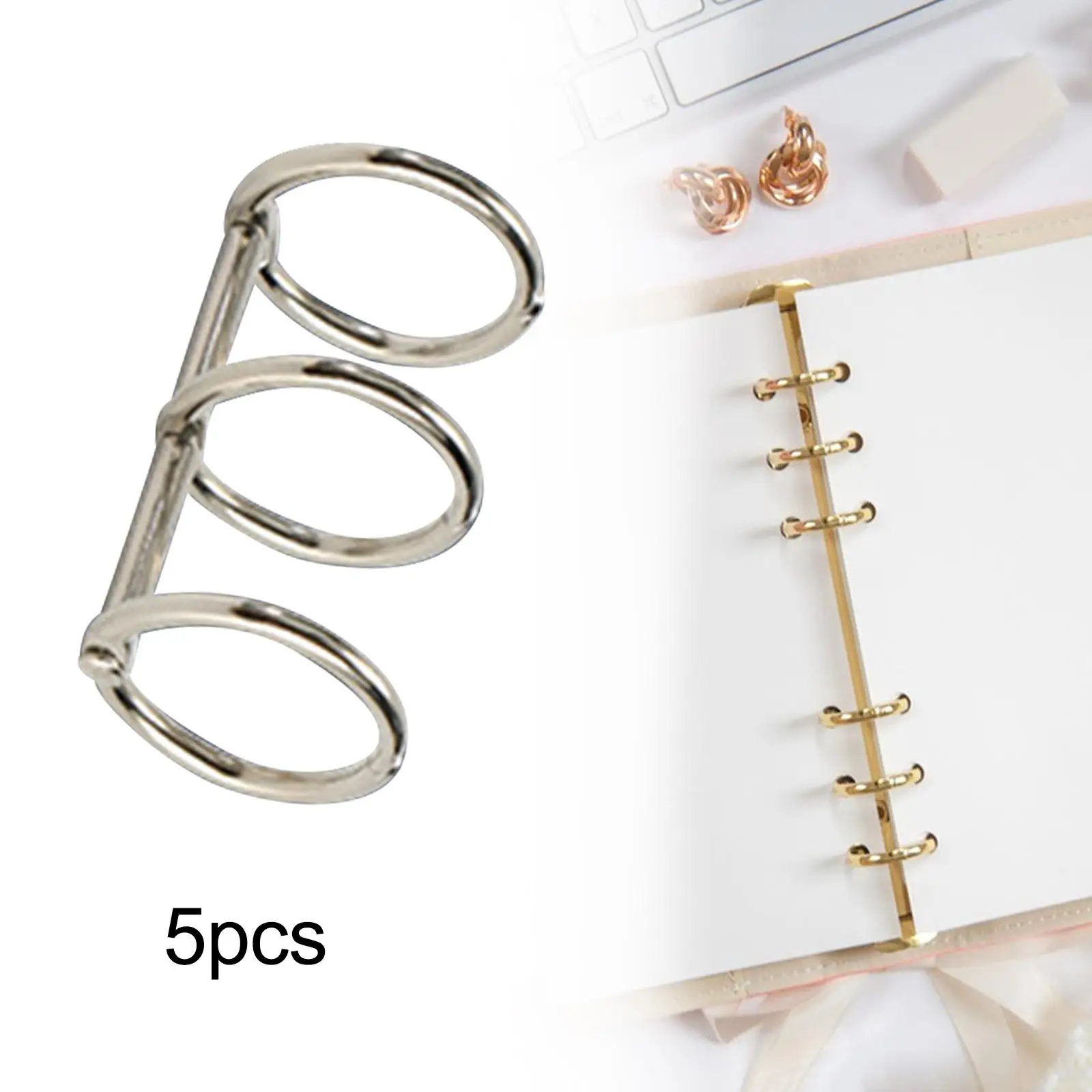 5Pcs 3 Ring Metal Loose Leaf Binders for Photo Album Binding Notebook Diary