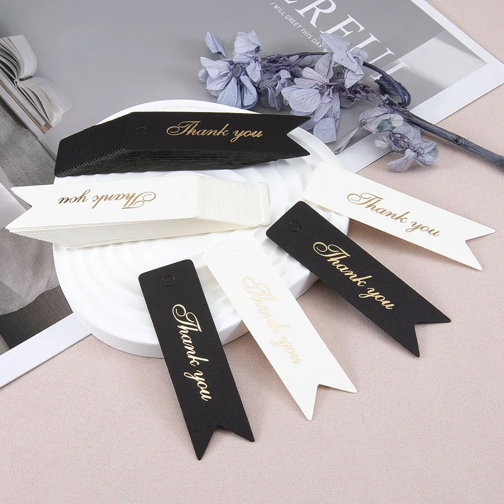 50 sztuk papierowych etykiet Kraft 2x7cm Etykiety z podziękowaniami do pakowania biżuterii DIY Ręcznie robione rękodzieło Dekoracje na prezenty Kartki — zdjęcie 3