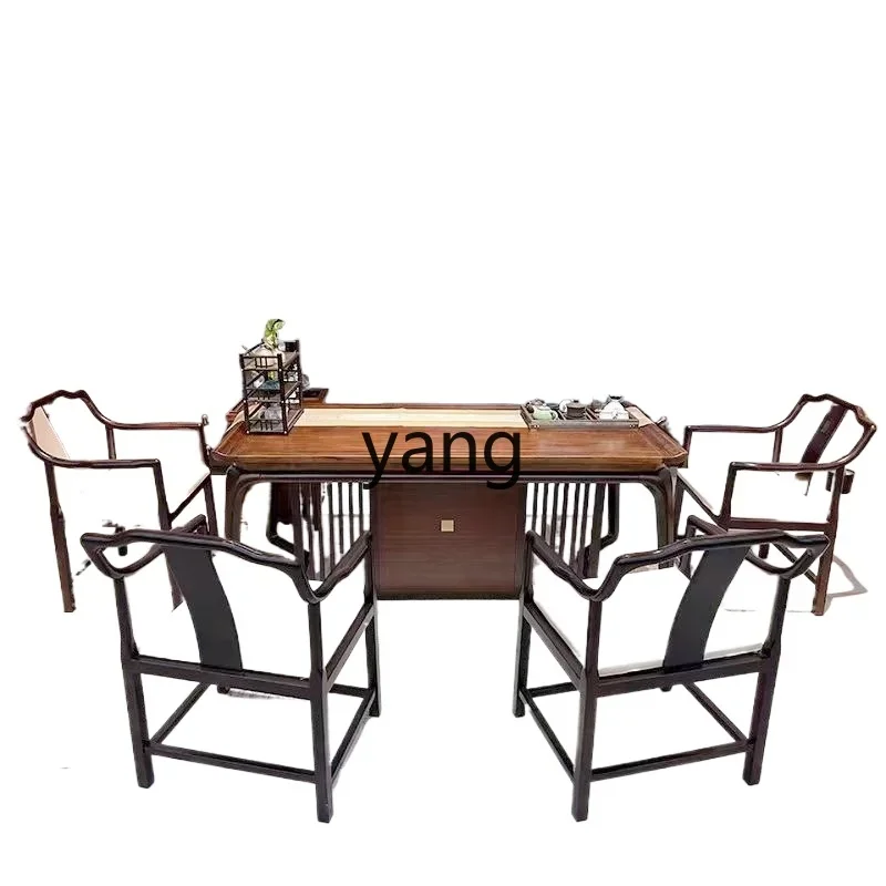 

Lcx New Chinese Tea Table and Chair Combination Solid Wood Kung Fu Tea Table Simple Office Household Dry