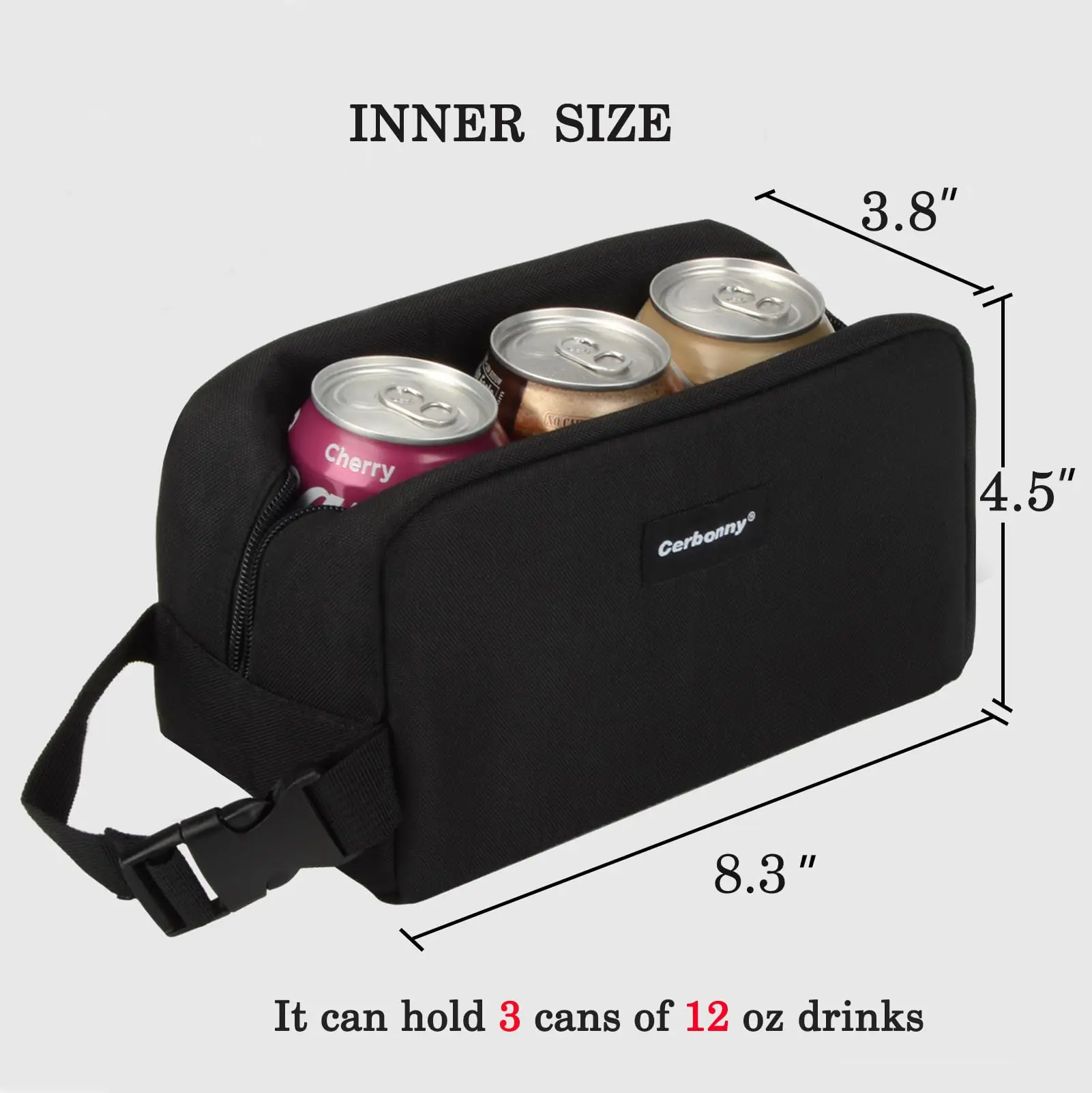 

Cerbonny Black 1 Piece Fashionable Insulated Cooler Lunch Bag For School And Work Portable Snack Storage Handbag