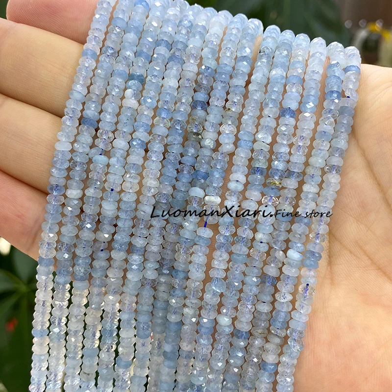 2x5mm Faceted Abacus Natural Stone Aquamarine Tourmaline Loose Rondelle Spacer Beads for Jewelry Making DIY Bracelet Accessories