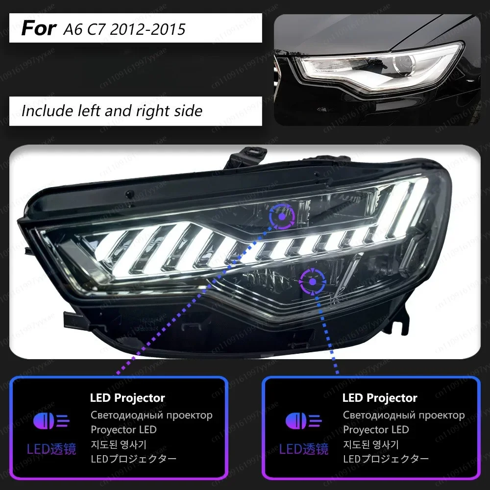 Suitable for 12-15A6L modified headlight upgrade A7/RS6/full LED streamer steering with a touch of blue headlight