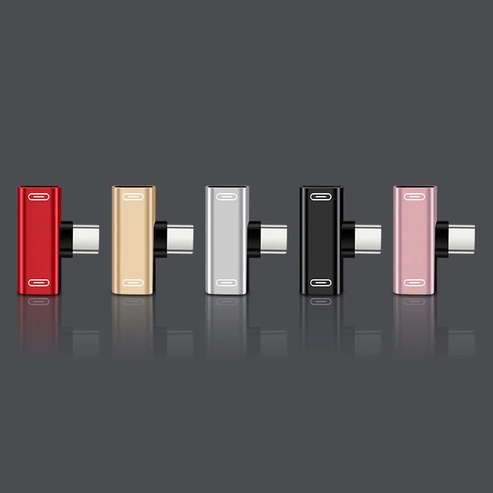 2 in 1 Dual Type C Splitter Charger Type-C Adapter Headphone Converter Audio Cable Charger Adapter