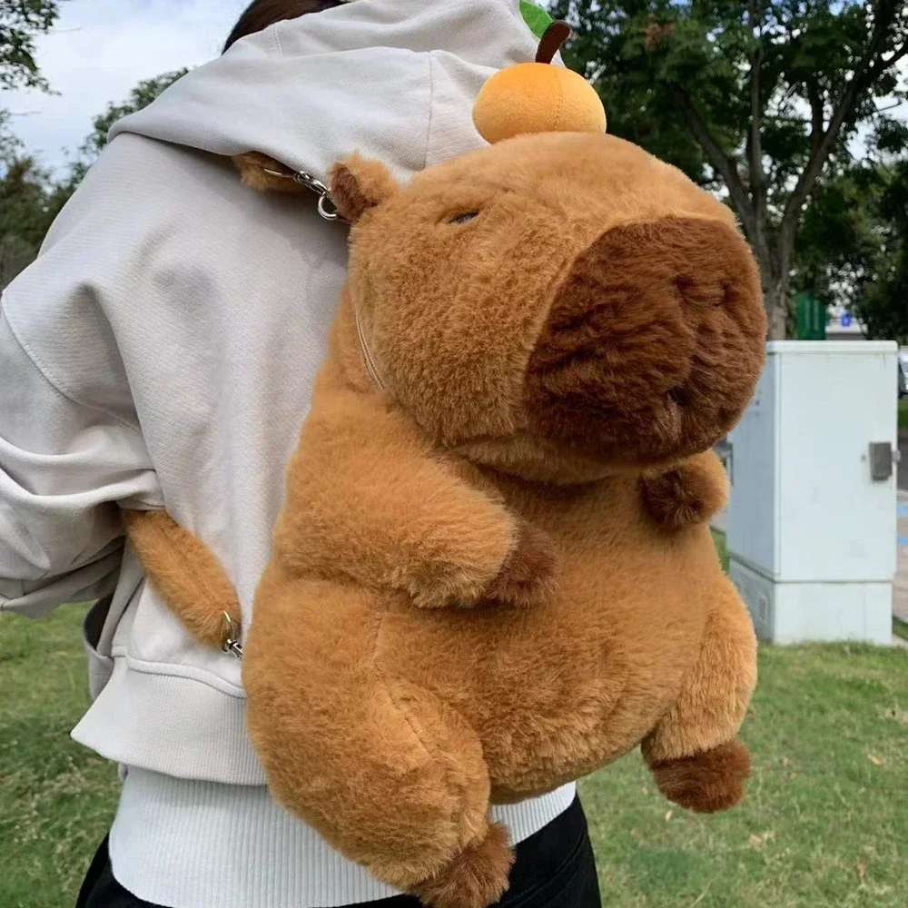 Capybara Plush Backpack Kawaii Fashion Plushie Doll Fur Bag Children\'s Bag Shoulder Bag Mini Knapsack Bags Gifts For Girlfriend