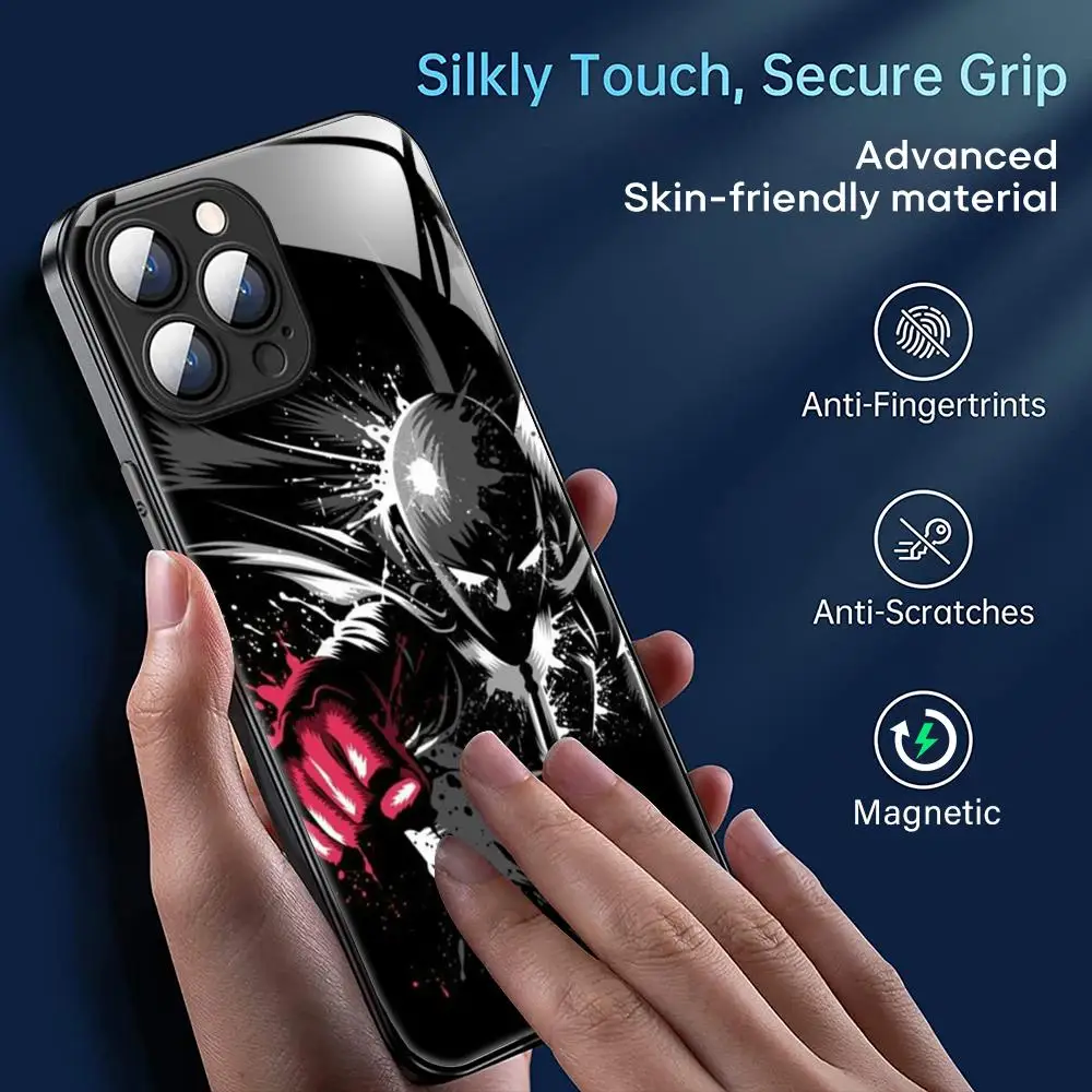 ONE PUNCH-MAN Phone Case For iPhone 16 15 14 13 12 11 X XR XS XSMAX 8 Plus Mini Pro Max Glass Magnetic Phone Case