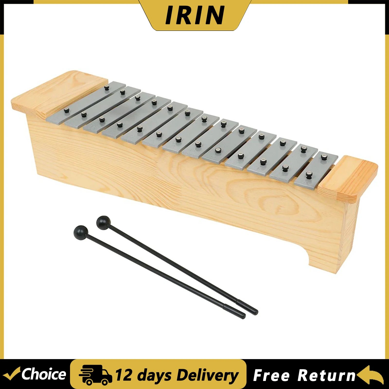 IRIN 13-Tone High Pitch Xylophone Hand-Knocking Metal Xylophone Box Type Xylophone For Performance Orff Percussion Instrument