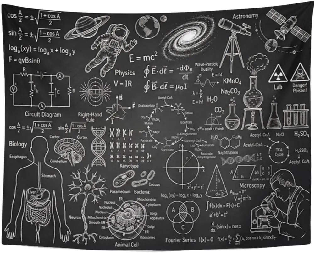 Home Decor Education Science Formulas Chalkboard for School Math Schematic Physics Equation for Bedroom Living Room Dorm