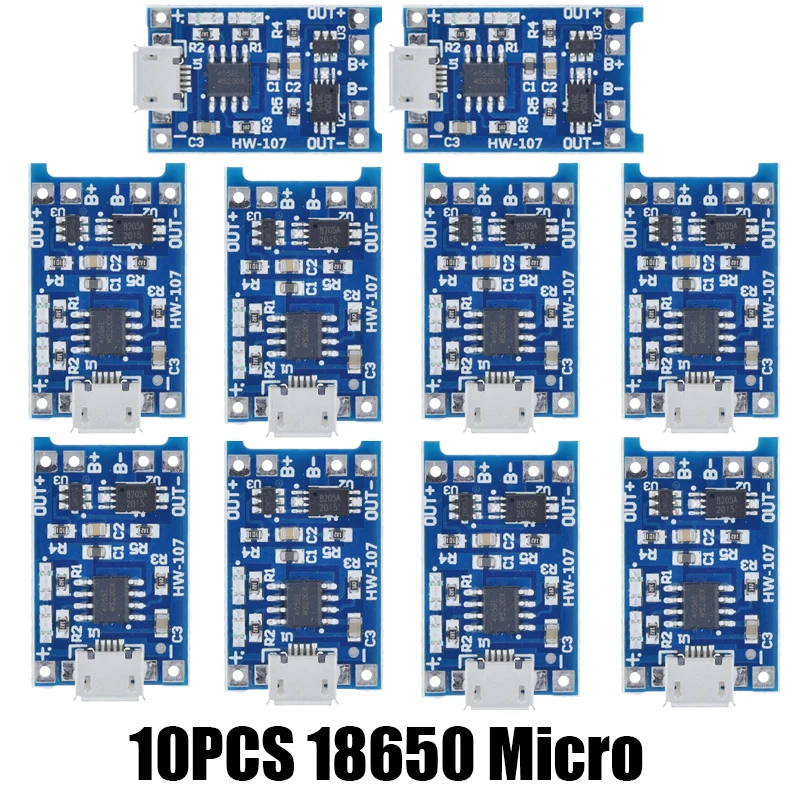 10 STKS Micro/TYPE-C/MINI USB 5 V 1A 18650 TP4056 Lithium Batterij Oplader Module Opladen Board Met Bescherming Dubbele Functies XCW