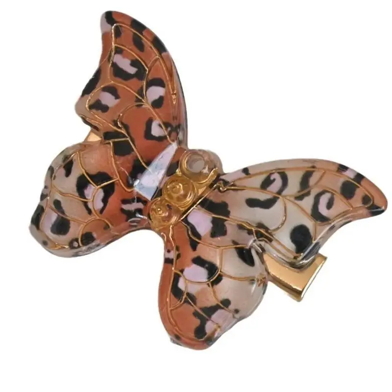 652F مشبك شعر على شكل فراشة الفهود مشبك شعر نسائي أنيق مشابك شعر أنيقة للحفلات والنزهات غير الرسمية