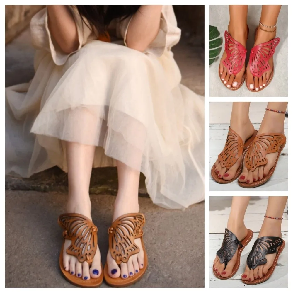 레트로 홀리데이 나비 플립플랍 미끄럼 방지 방수 해변 샌들 신발 평평한 휴가용 비치 슬리퍼 소녀용