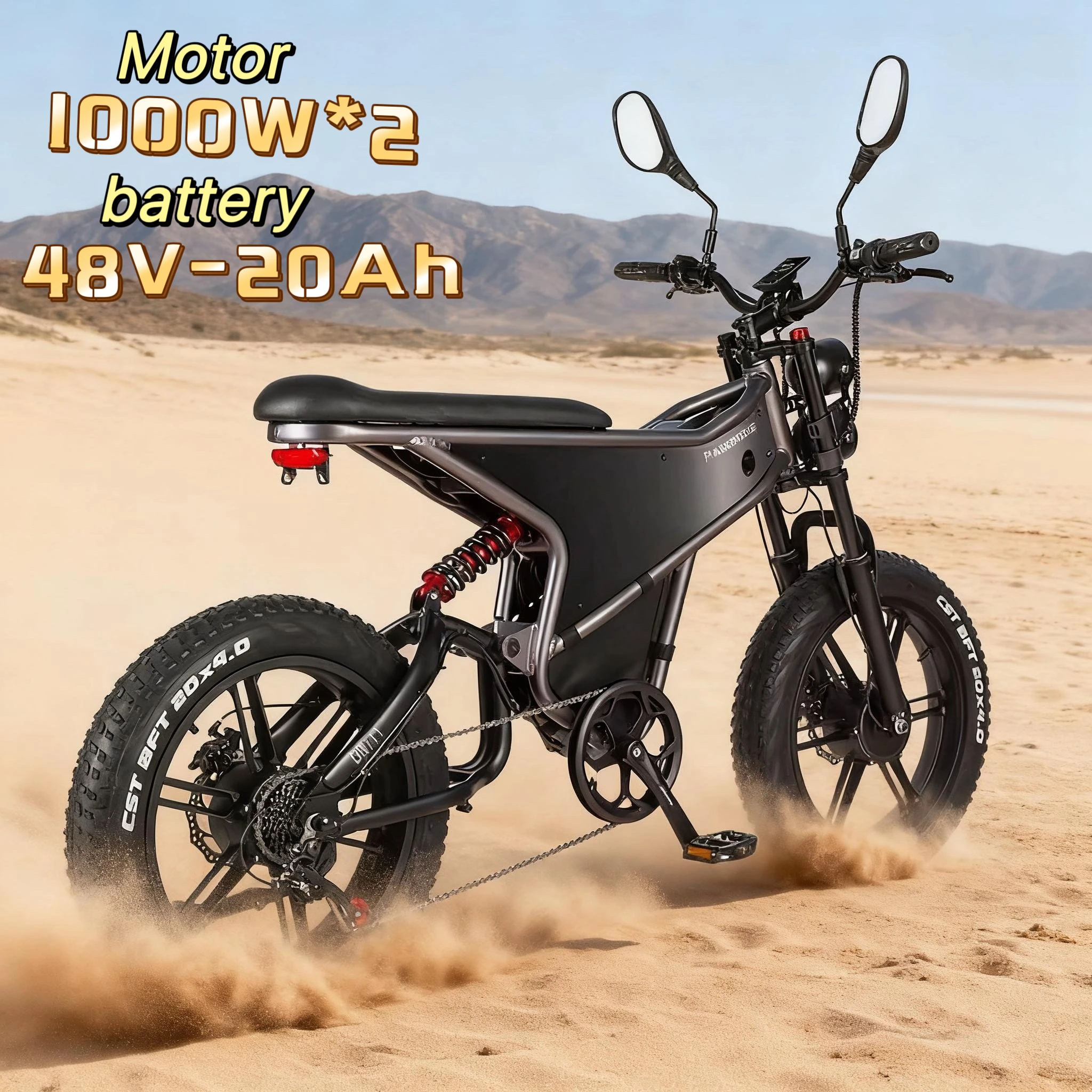 

20-inch ebike fat tire aluminum frame adult electric bicycle 1000W*2 high-speed motor 48V 20AH battery power assist bike
