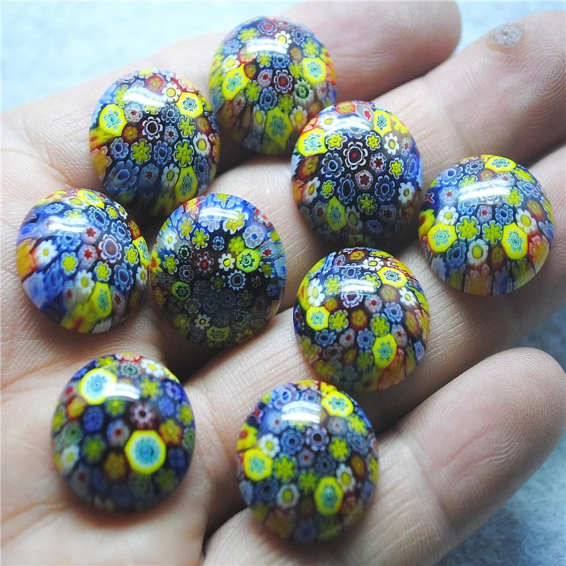 

7PCS 18MM Italy Glass Cabochons Millfiori Beads Cabs No Hole DIY Jewelry Accessories Very Popular Items