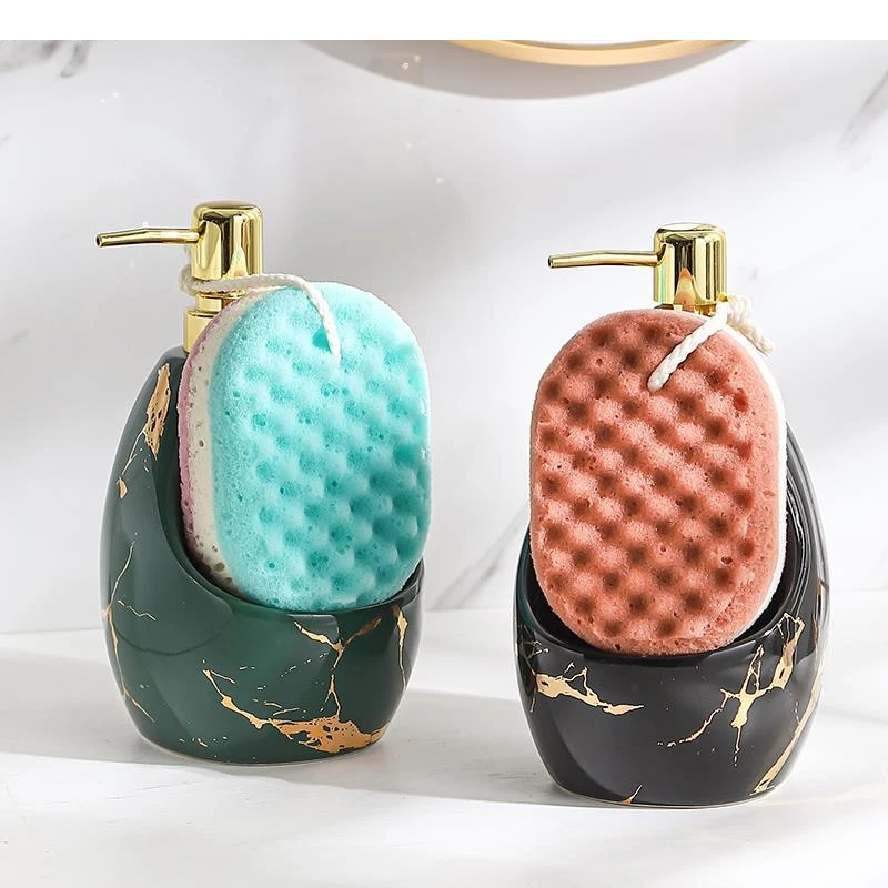 

Imitation Marble Portable Soap Dispenser Ceramic Shower Gel Shampoo Bottles Lotion Bottle Boxes Two Uses Bath Supplies