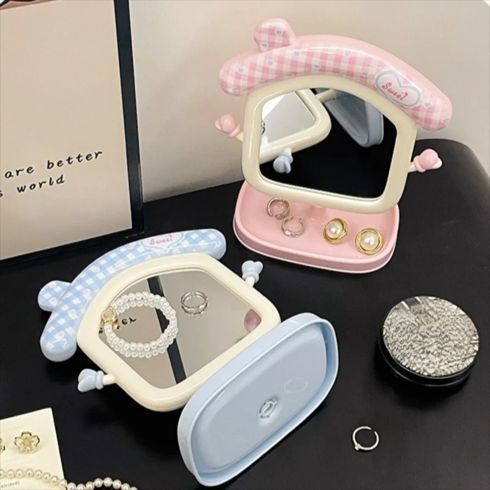 مرآة مكياج لطيفة محمولة قابلة للتعديل بزاوية تخزين سطح المكتب مرايا زخرفية عالية الوضوح مرآة منزل كرتونية إبداعية #1