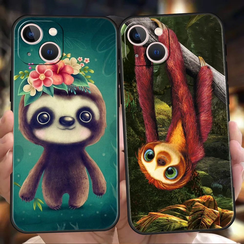 

Cartoon Animal Sloth Phone Case Cover for iPhone 16 15 14 13 12 Pro Max XR XS 11 7 8 Plus Shockproof Silicone Soft Fundas Shell