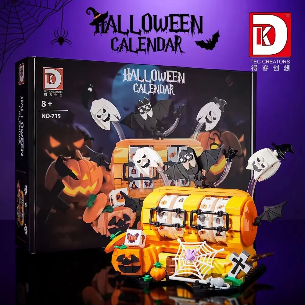 Deke DK715 Halloween calendar can be used as a mobile phone holder 420 particles puzzle building blocks Halloween gift toys