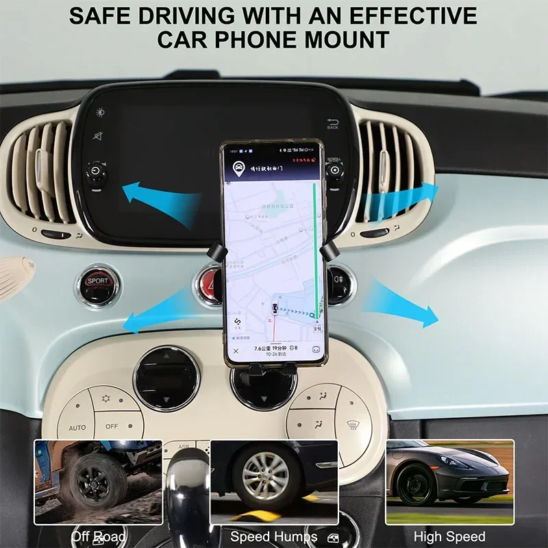 

ABS central control mobile phone holder GPS wireless charging navigation holder For Fiat 500 Abarth 595 2016+