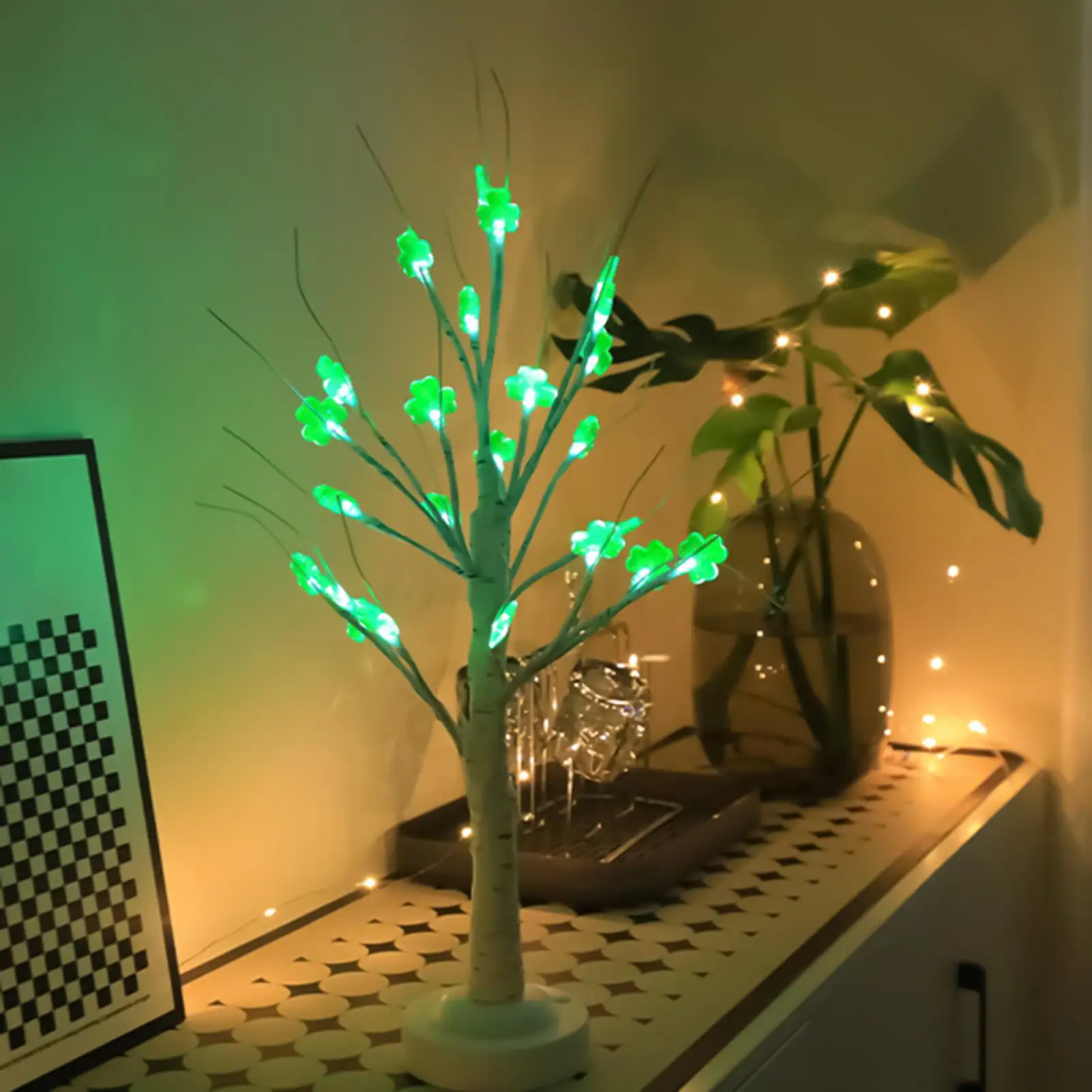 St Patricks Day Table Decorations LED Home Decor Lighted Small Sant Patrick's Decoration For Wedding Bedroom Christmas