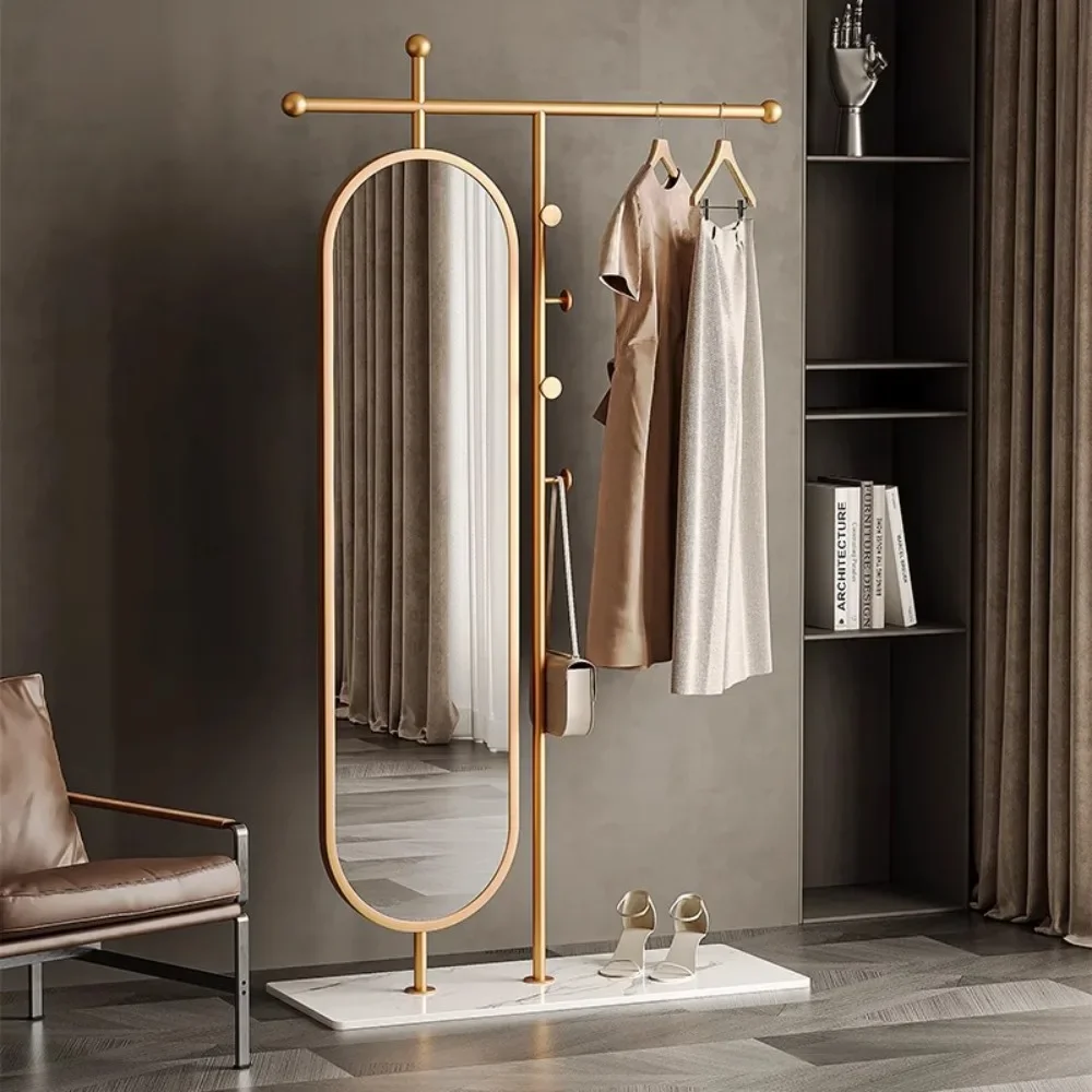 Simple floor-to-ceiling clothes rack bedroom household mirror rotatable full-length mirror luxury online celebrity clothes rack