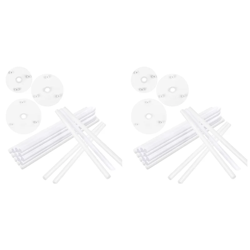 

AT63-Cake Supports - Pack Of 36 Cake Stands, Reusable Dowel Rods, Cake Supports With 6 Cake Plates, For Multi-Tier Cakes