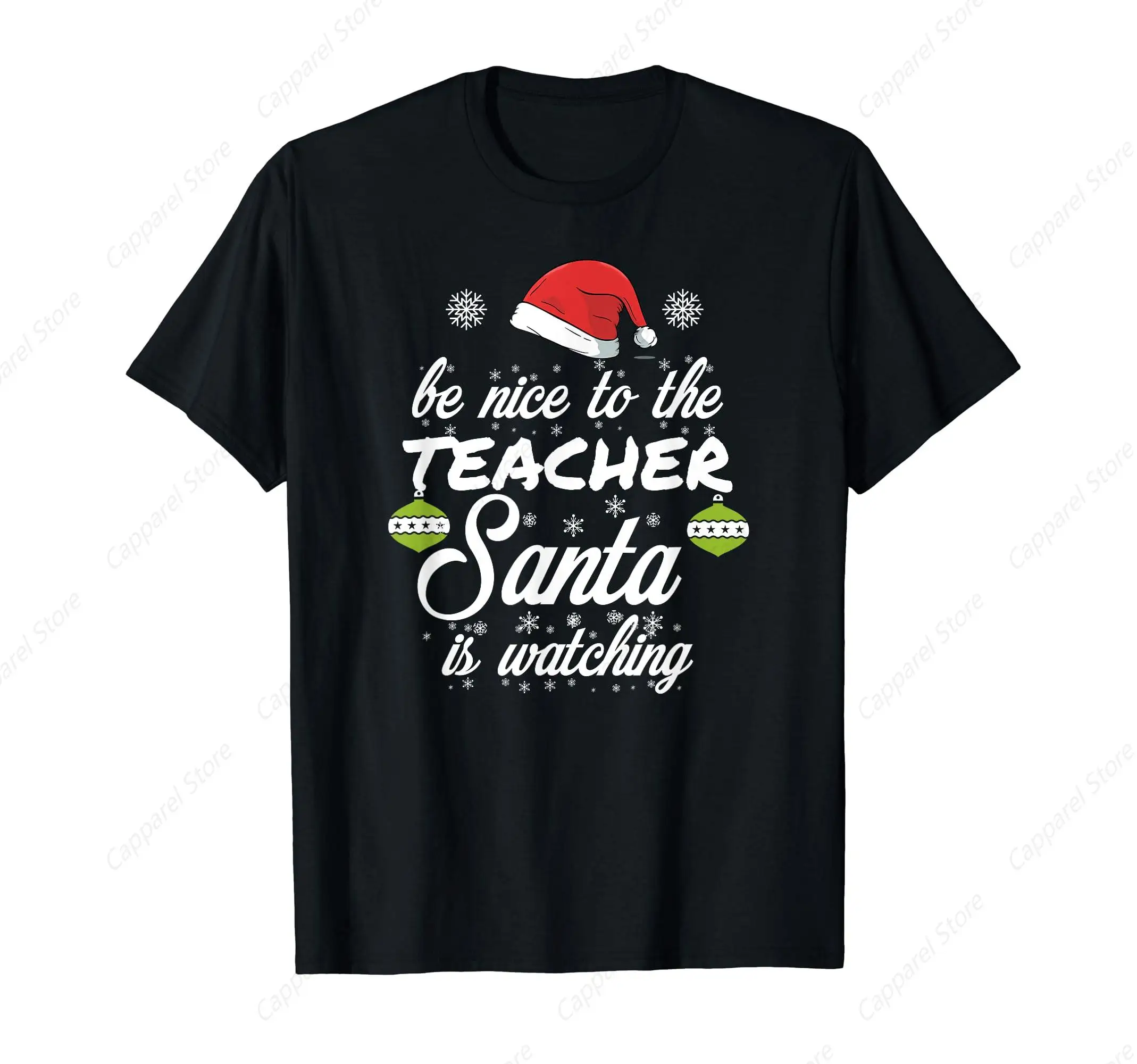 Be Nice to the Teacher Shirts Funny Christmas Tee Educator T-Shirt for Men Women Cotton Summer Top Tee