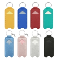 Lipstick Lip Gloss Bag Keychain Holder PU Leather Chapstick Keyring Portable Lip Balm Packaging Cover Key Chain