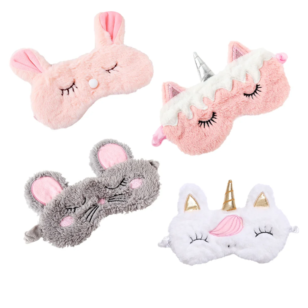 

4pcs Rabbit Eye Mask For Kids Birthday Party Classmate Girls Blindfold Light Blocking Nap Travel Home Hotel