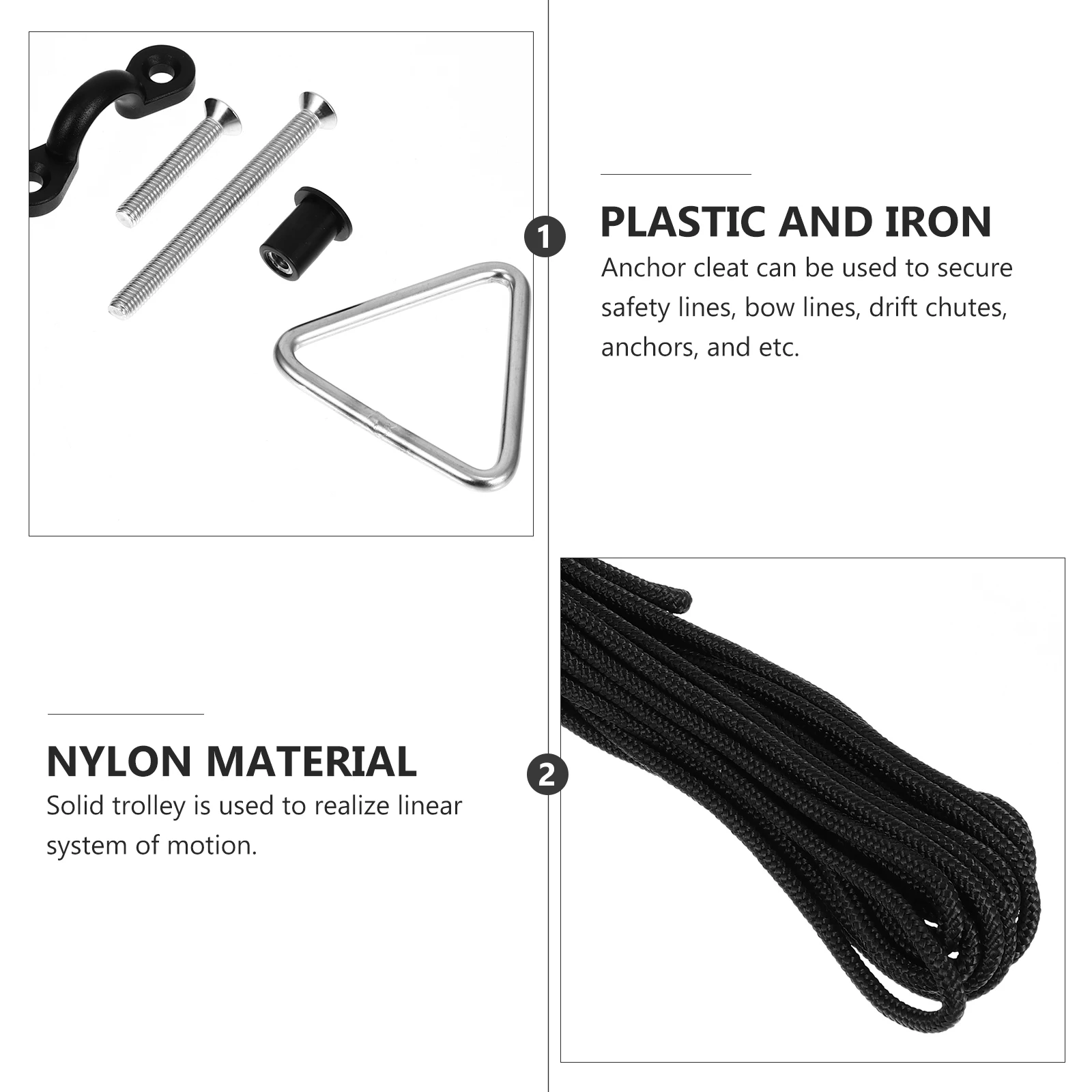 

1 set 1 Set Kayak Anchor Trolley System Canoe Accessories For Fishing Boat Deck Loop Pulley Cleat Tie Anchor Accessories