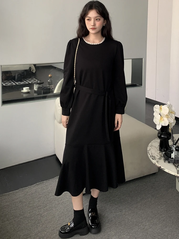 NYFS 2025 gros MM grande taille Robe longue mode Patchwork ample confortable Robe décontractée automne femmes Elbise