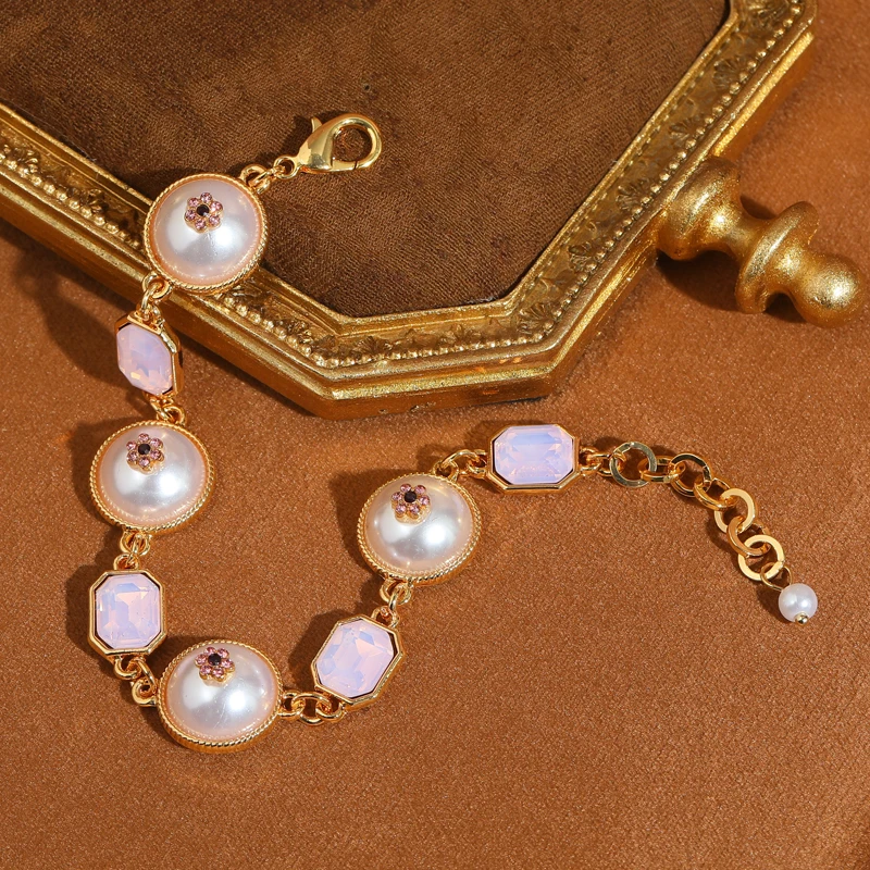 خمر الوردي كريستال سحر سوار اللؤلؤ زهر البرقوق الفاخرة الحجر الطبيعي مجوهرات صيفية امرأة اكسسوارات الزفاف هدية 2025 #3