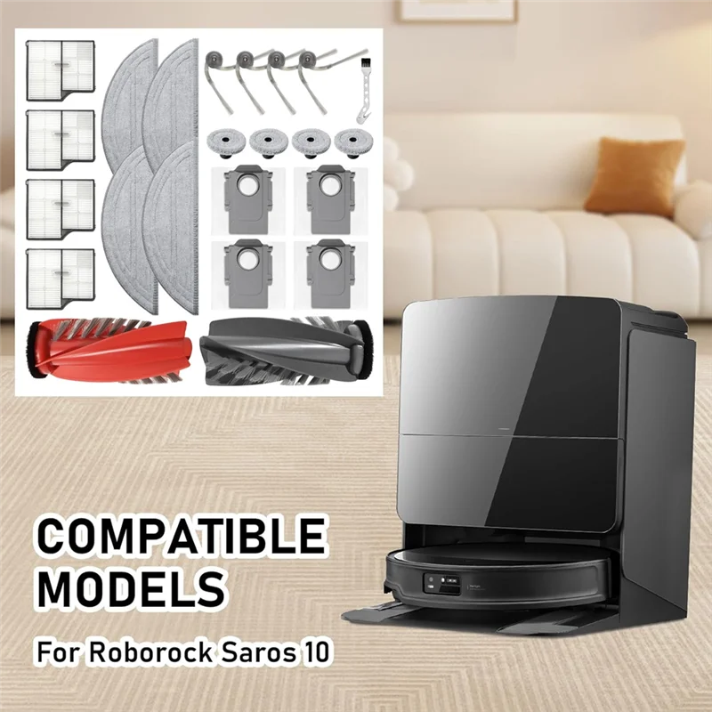 【Berserk】23Pcs For Roborock Saros 10 /G30/S9 Maxv Ultra Vacuum Attachment Main Side Brush Filter Mop Pad Dust Bag Accessories Ki