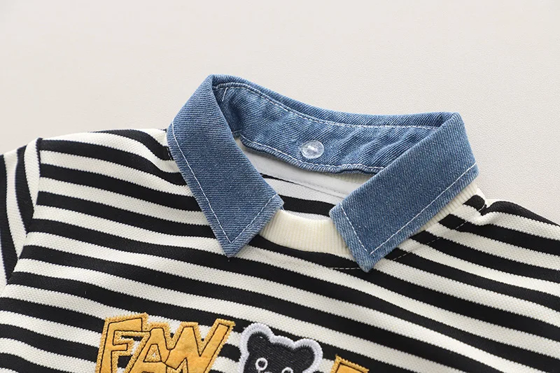 Kids Set 2024 New Spring Designer Baby Boy Clothes Free Shipping Cartoon Striped Long Sleeve T-shirts and Pants Oufits for Boys