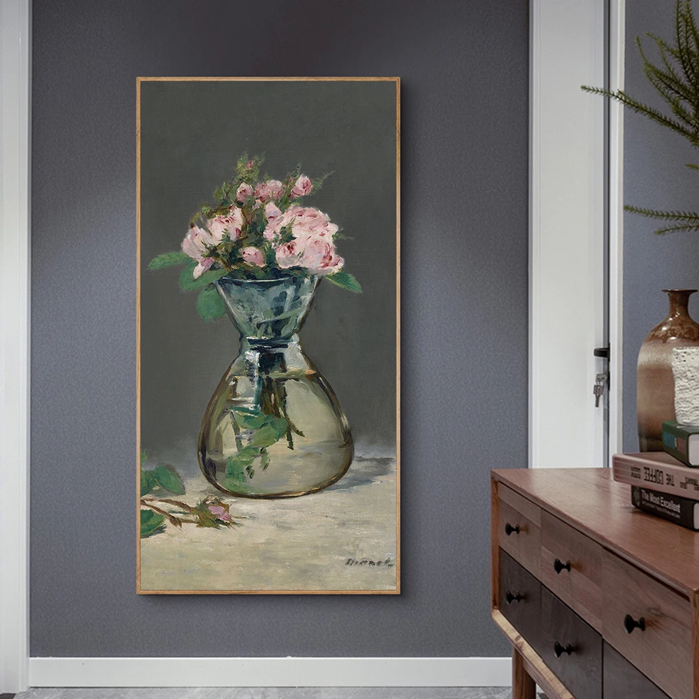 Retro Flowers in Vase Oil Painting, Print Canvas Poster, Famous Wall Art, Abstract Bouquet Picture, Living Room, Home Decor