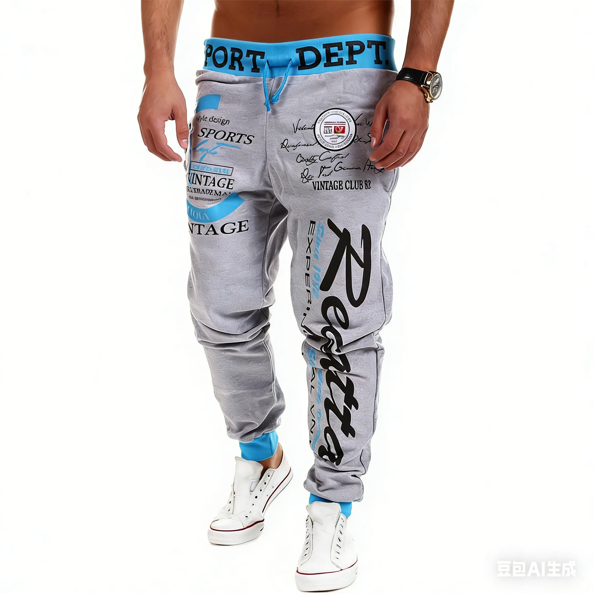 Autumn KPOP Fashion Style Harajuku Slim Fit Trousers Loose Elastic Waist All Match Casual Pants Printed Drawstring Sweat Pants