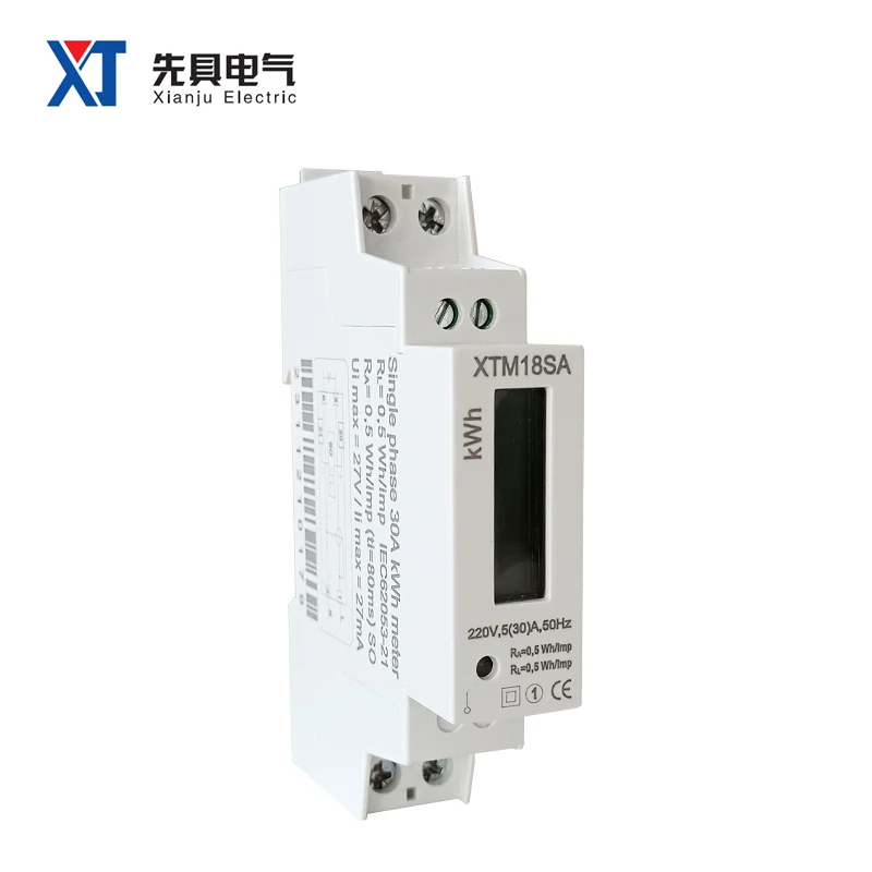 XTM18SA KWH Electricity Meter Single Phase 1P 35MM Din Rail Installation Mounted Watt Hour Meter Household Electronic Factory