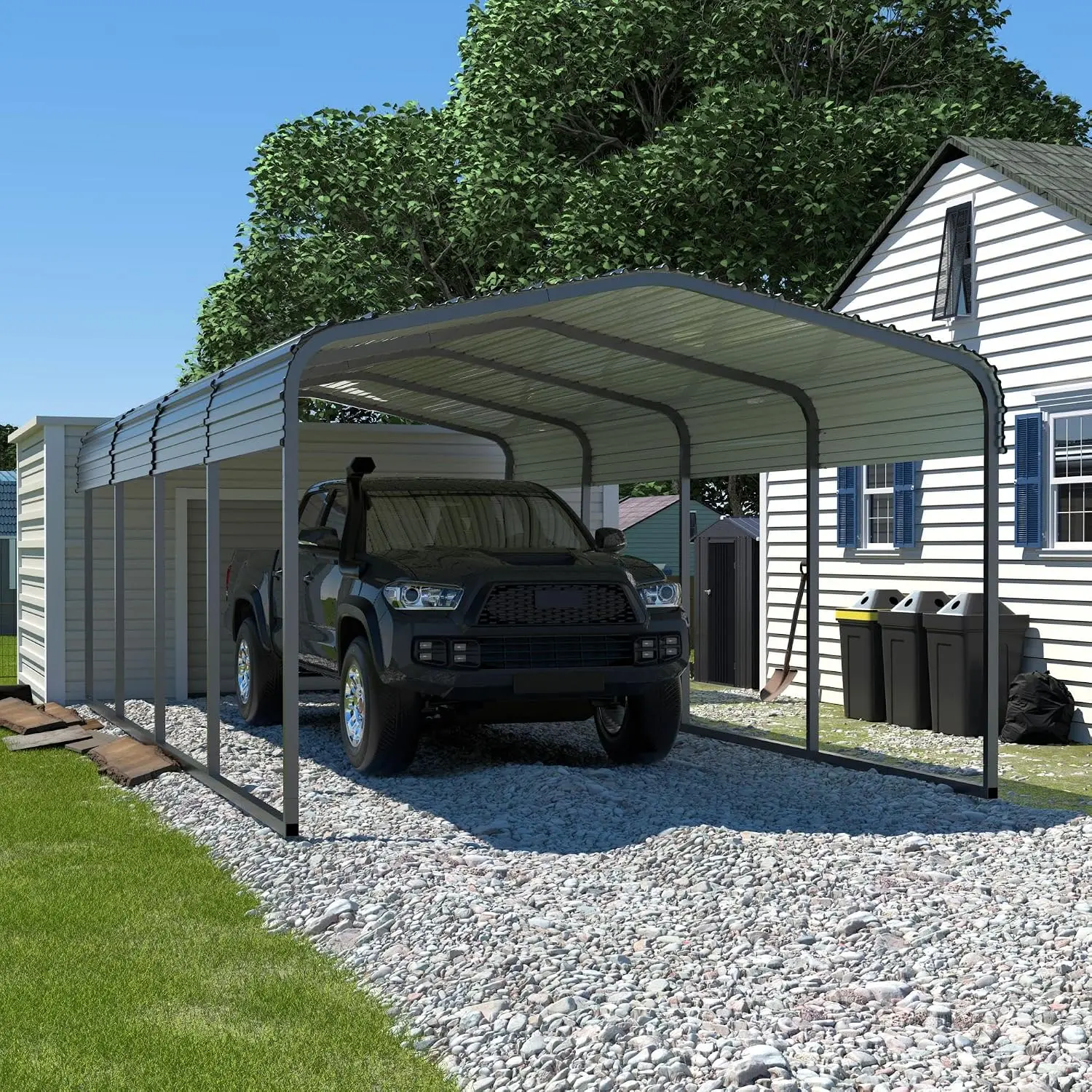 12' x 20' Outdoor Heavy Duty Metal Carport, Car Shelter Shade Garage, Carport Canopy with Heavy Metal Frame,Roof, Customized