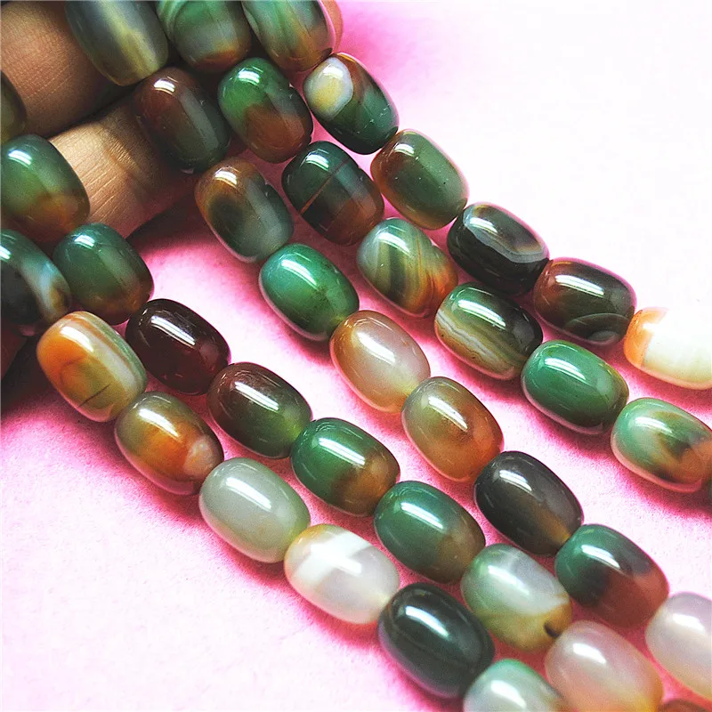 28PCS Natural Import Agate Stone Hot Double Colors Size 10X14MM DIY Jewelry For Women Bracelets Making Drum Shape